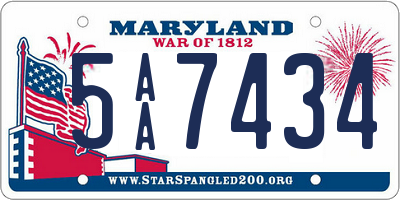 MD license plate 5AA7434