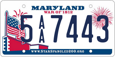 MD license plate 5AA7443