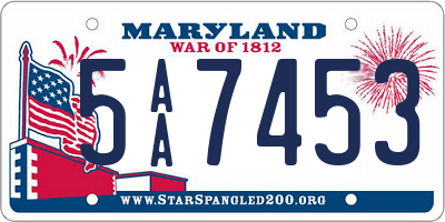 MD license plate 5AA7453