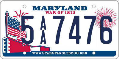 MD license plate 5AA7476