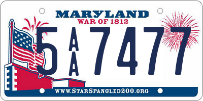 MD license plate 5AA7477