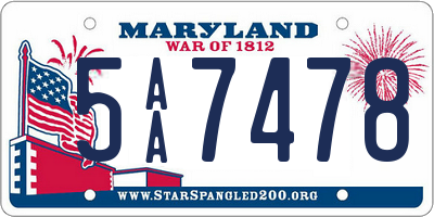 MD license plate 5AA7478