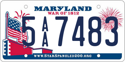 MD license plate 5AA7483