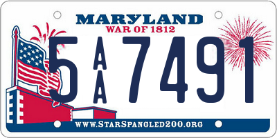 MD license plate 5AA7491