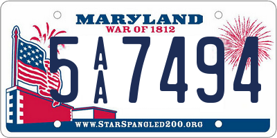 MD license plate 5AA7494