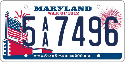 MD license plate 5AA7496