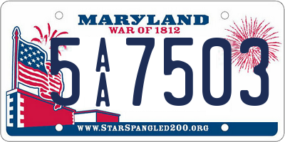 MD license plate 5AA7503