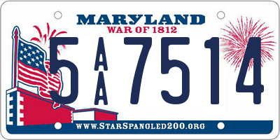 MD license plate 5AA7514