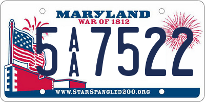 MD license plate 5AA7522