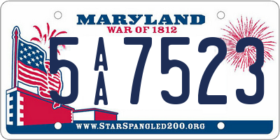 MD license plate 5AA7523