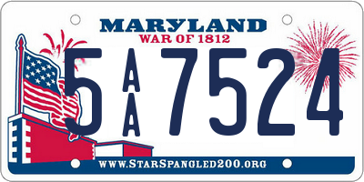 MD license plate 5AA7524