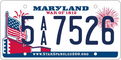 MD license plate 5AA7526