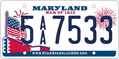 MD license plate 5AA7533