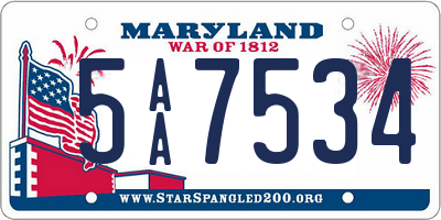 MD license plate 5AA7534