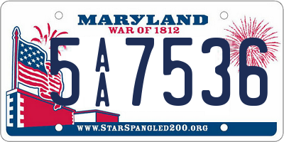 MD license plate 5AA7536