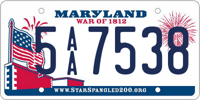 MD license plate 5AA7538