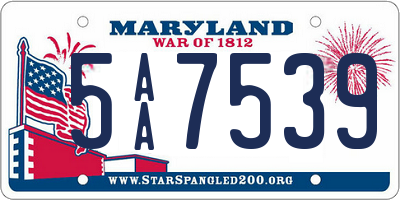 MD license plate 5AA7539