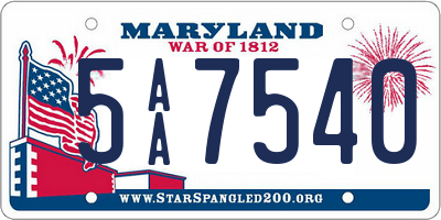 MD license plate 5AA7540