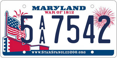 MD license plate 5AA7542