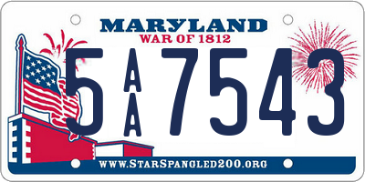 MD license plate 5AA7543