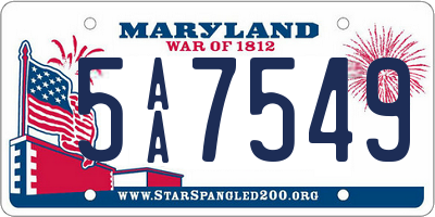 MD license plate 5AA7549