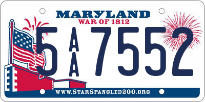 MD license plate 5AA7552