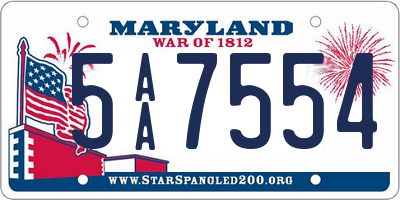 MD license plate 5AA7554