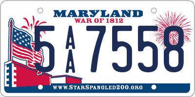 MD license plate 5AA7558