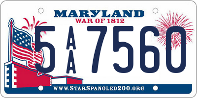 MD license plate 5AA7560