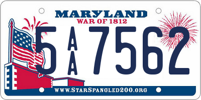 MD license plate 5AA7562