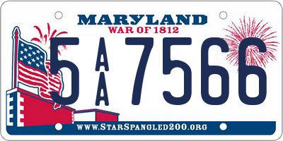 MD license plate 5AA7566