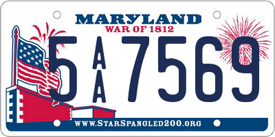 MD license plate 5AA7569