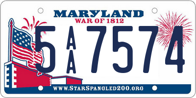 MD license plate 5AA7574