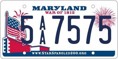 MD license plate 5AA7575