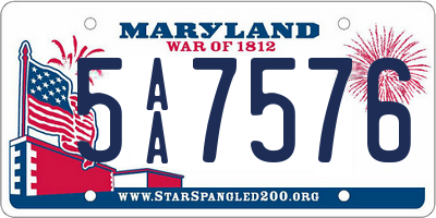 MD license plate 5AA7576