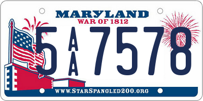 MD license plate 5AA7578