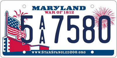 MD license plate 5AA7580