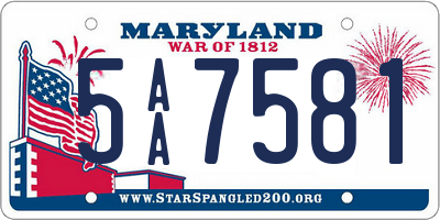 MD license plate 5AA7581