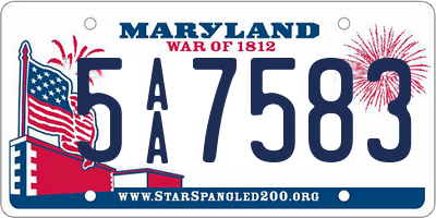 MD license plate 5AA7583