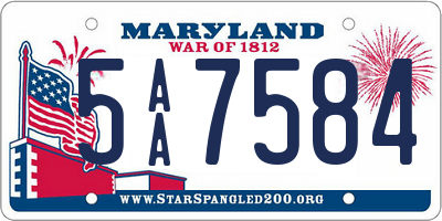 MD license plate 5AA7584