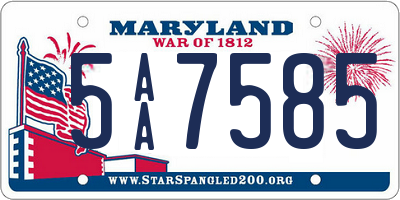 MD license plate 5AA7585