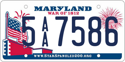 MD license plate 5AA7586