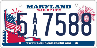 MD license plate 5AA7588