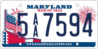 MD license plate 5AA7594