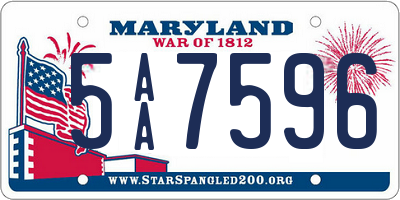 MD license plate 5AA7596