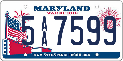 MD license plate 5AA7599