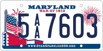 MD license plate 5AA7603