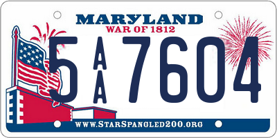 MD license plate 5AA7604