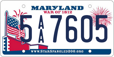 MD license plate 5AA7605