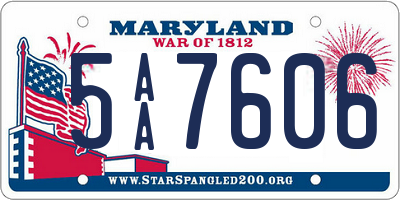 MD license plate 5AA7606